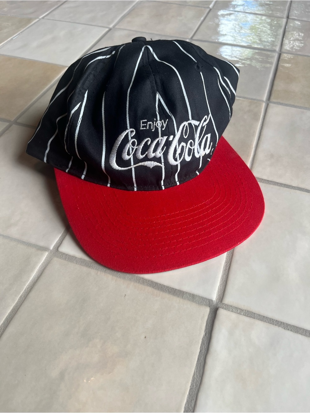 Coca-Cola Black Pinstripe Cap with Red Brim